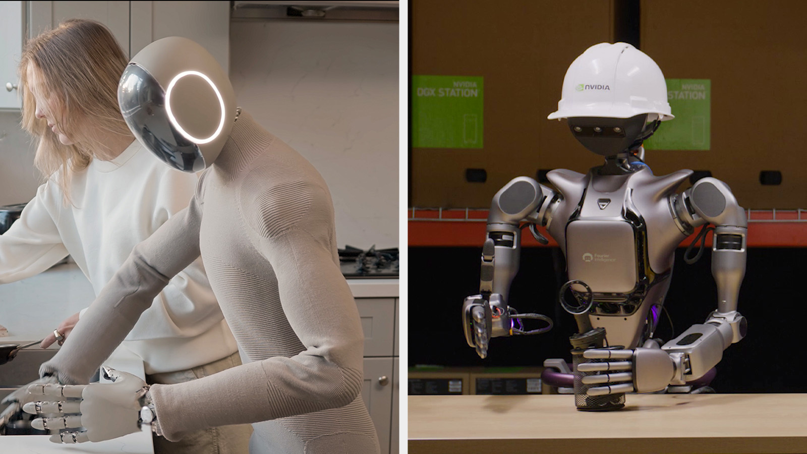 nvidia’s Isaac GR00T N1 humanoid robot performing real-world tasks using AI-driven automation and advanced robotics.